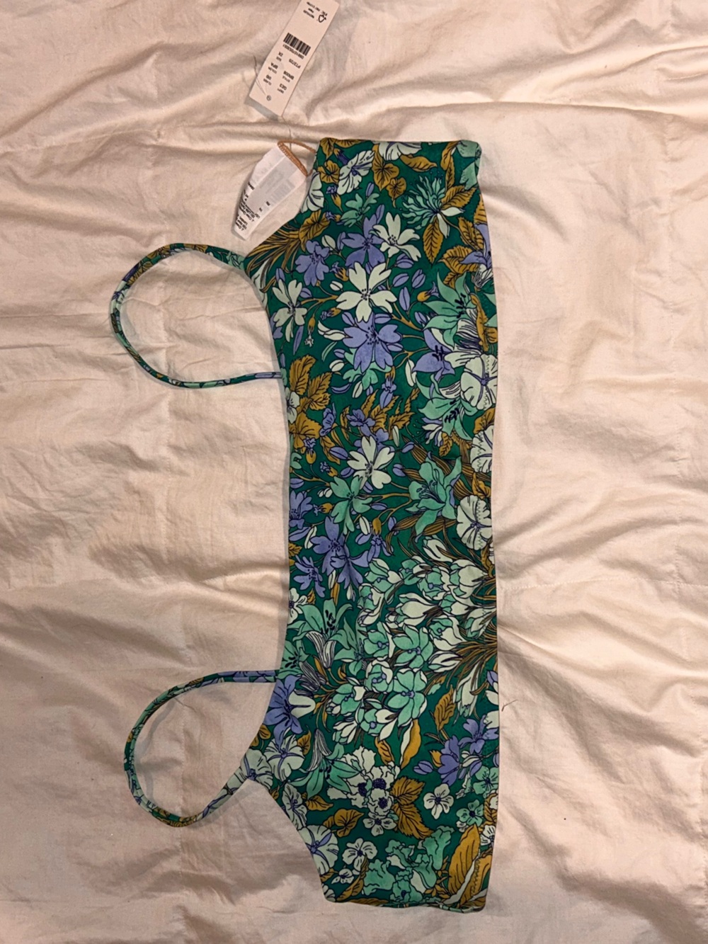 J. Crew Floral Green & Blue Bikini Top